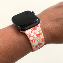 Load image into Gallery viewer, Orange, Red and White Tropical Floral Band for Apple Watches