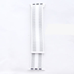 white and gray stripe nylon apple watch band