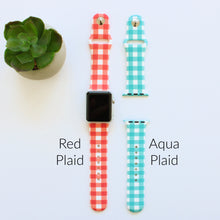Load image into Gallery viewer, Aqua Gingham Plaid Apple Watch Band
