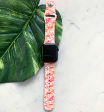 Load image into Gallery viewer, Orange, Red and White Tropical Floral Apple Watch Band
