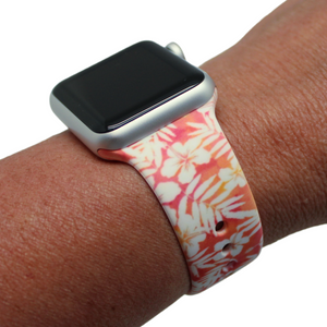 Orange, Red and White Tropical Floral Band for Apple Watches