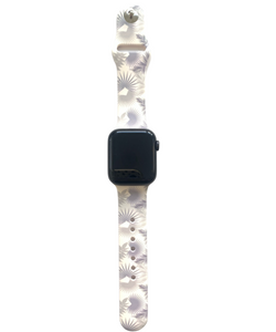 Gray & White Tropical Floral Apple Watch Band