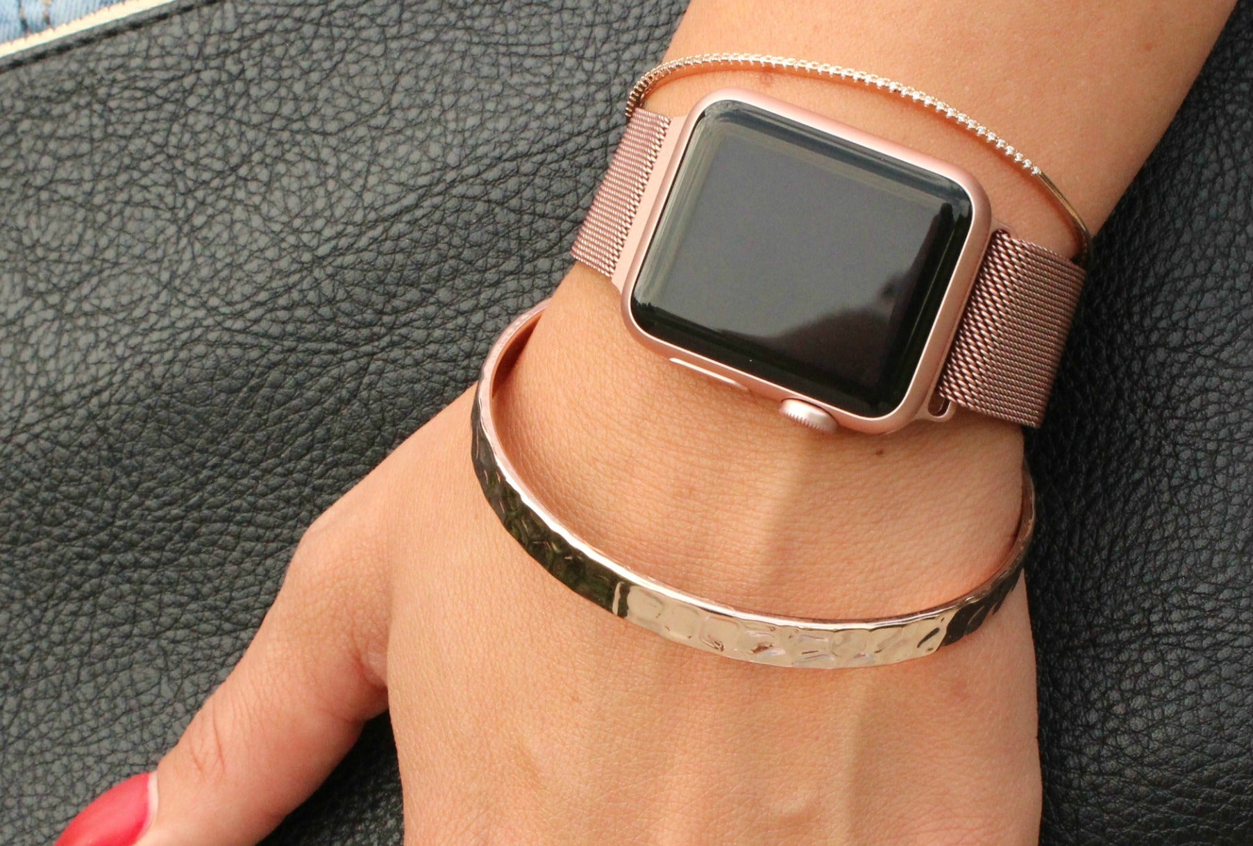 Rose Gold Mesh Metal Apple Watch Band Milanese Apple Watch Strap